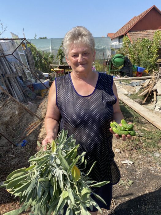 Elizabeta met haar oogst